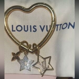 Louis Vuitton Gold Heart Keyring with Star Charms